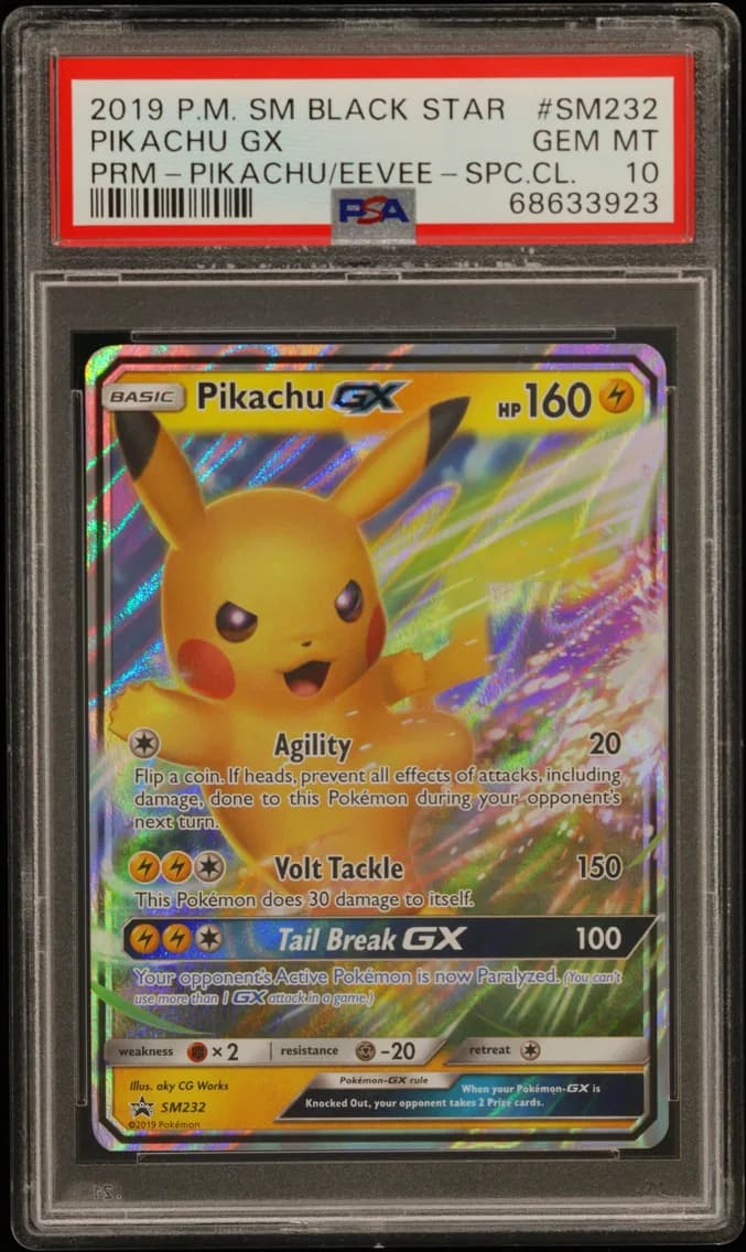 2019 #SM232 PIKACHU GX PSA 10 SM Black Star Promo