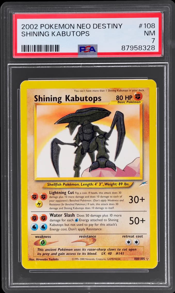 2002 #108 NEO DESTINY SHINING KABUTOPS PSA 7 POKEMON