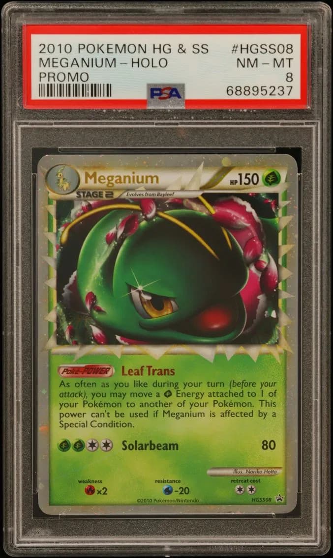 2010 #HGSS08 Meganium-Holo PSA 8 Heartgold & Soulsilver Promo