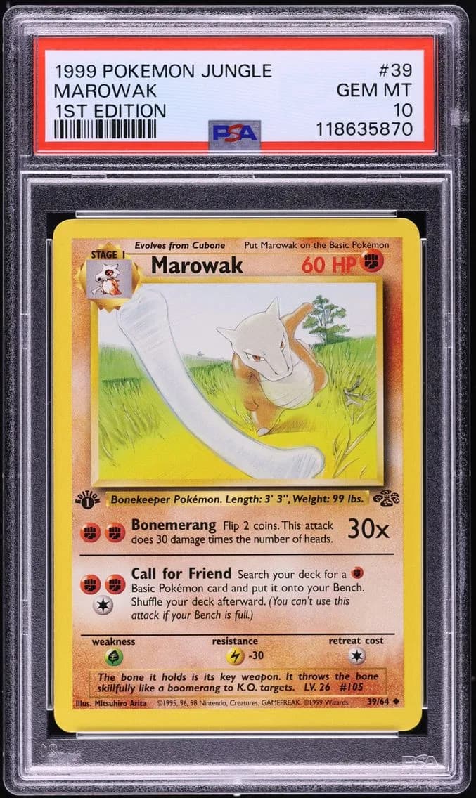 1999 #39 Marowak 1st Edition PSA 10 Jungle Pokemon