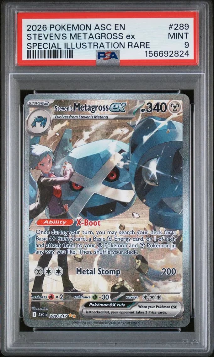 2026 #289 Steven's Metagross EX PSA 9 Asc EN-Ascended Heroes