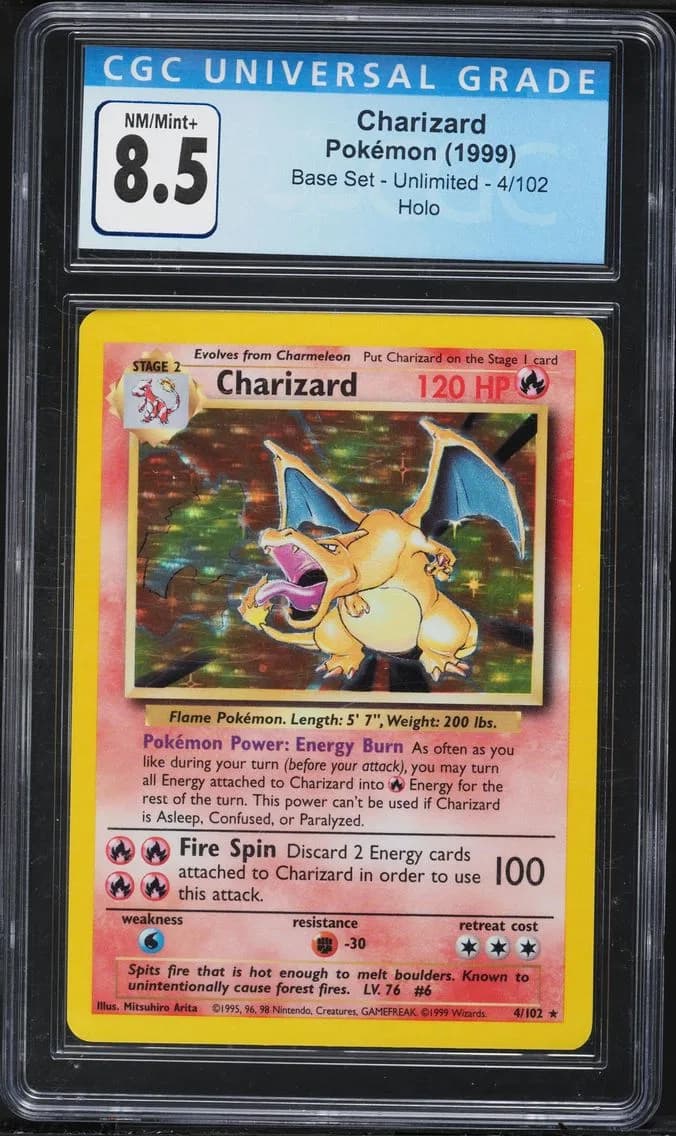 1999 #4 Charizard-Holo CGC 8.5 Game Pokemon
