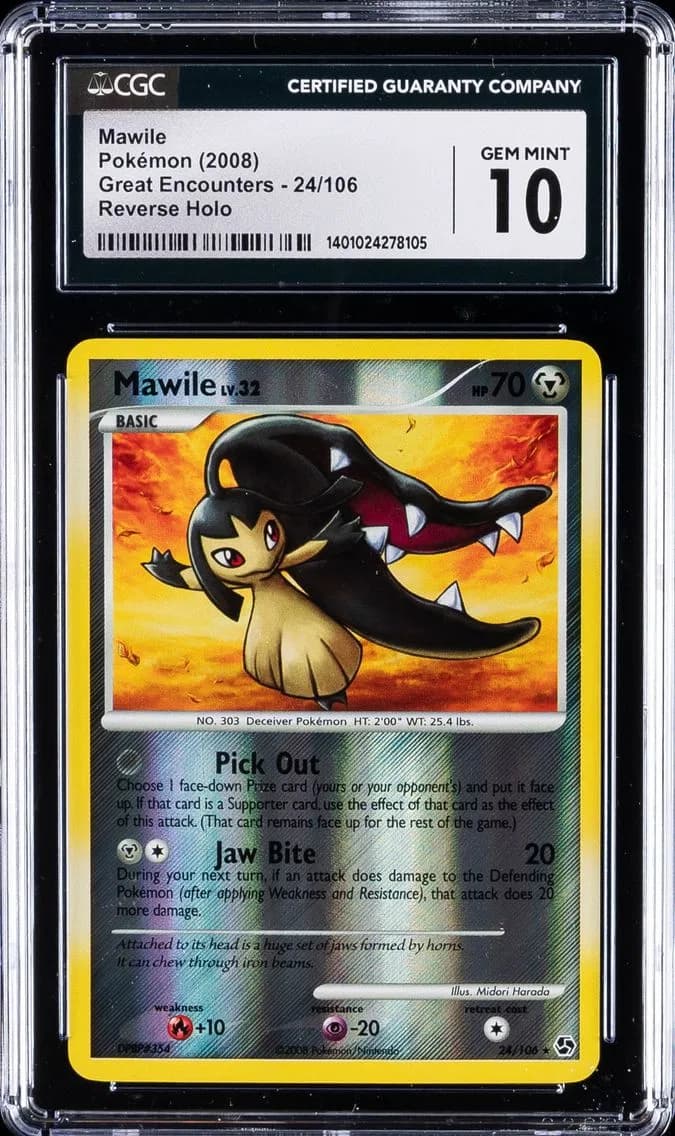 2008 #24 Mawile CGC 10 Gem Mint Pokemon | Great Encounters, Reverse Holo