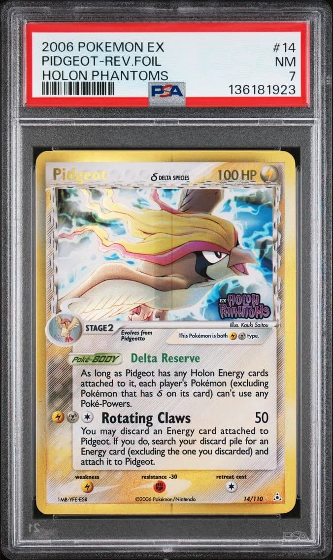 2006 #14 Pidgeot-Reverse Foil PSA 7 EX Holon Phantoms Pokemon