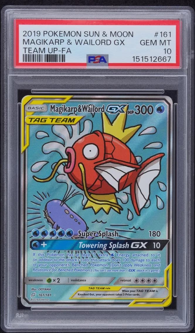 2019 #161 Full Art/Magikarp & Wailord GX PSA 10 Sun & Moon Team Up