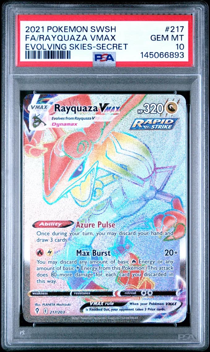 2021 #217 Full Art/Rayquaza Vmax PSA 10 Sword & Shield Evolving Skies