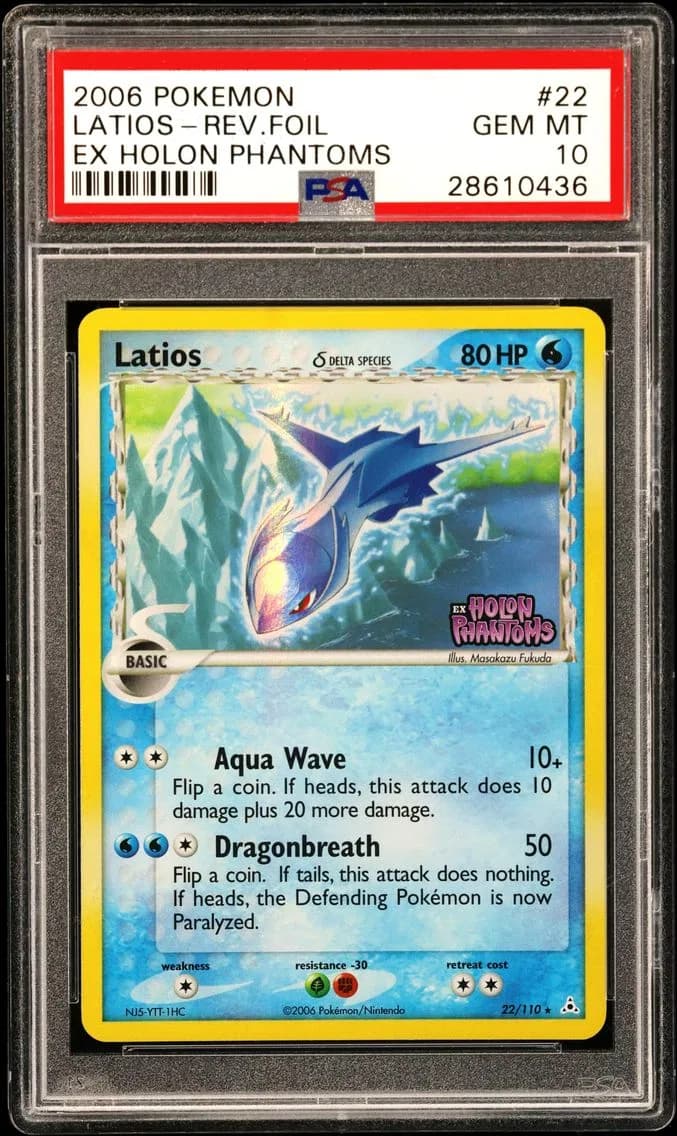 2006 #22 Latios-Reverse Foil PSA 10 EX Holon Phantoms