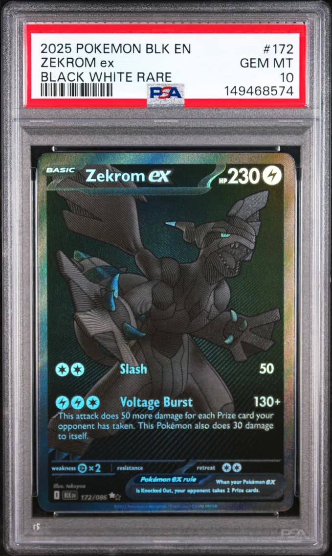 2025 #172 Zekrom EX PSA 10 Blk EN-Black Bolt