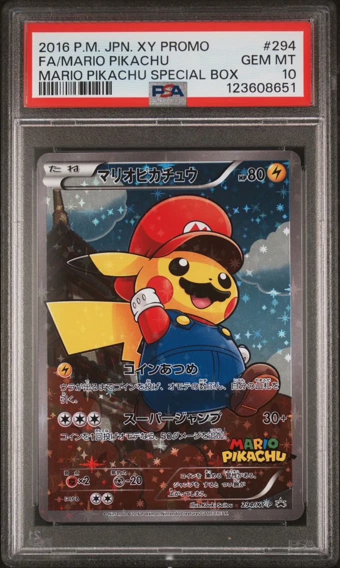 2016 #294 Full Art/Mario Pikachu PSA 10 Japanese XY Promo