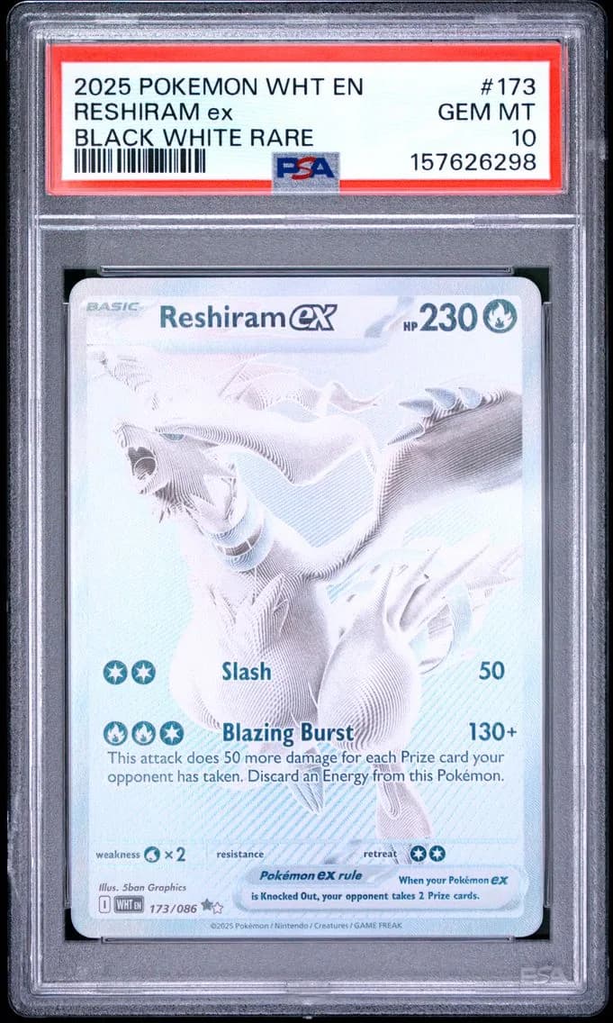 2025 #173 Reshiram EX PSA 10 Wht EN-White Flare