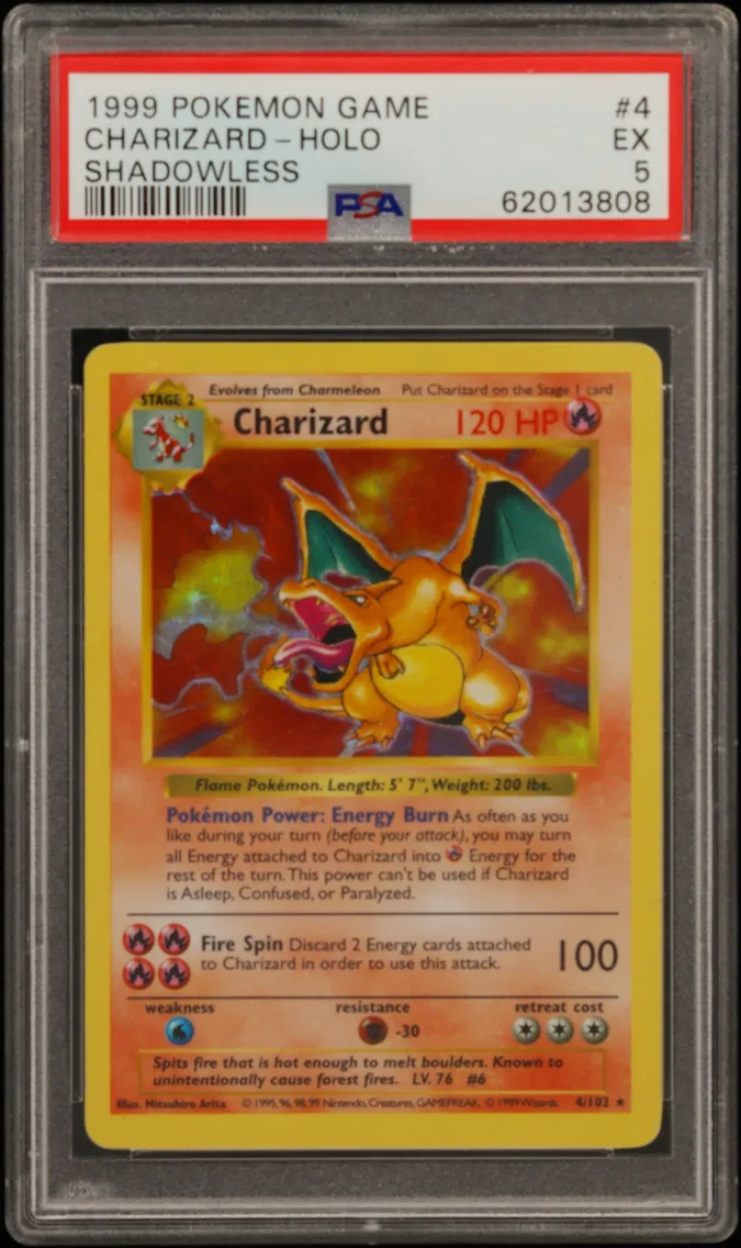 1999 #4 Charizard-Holo Shadowless PSA 5 Game