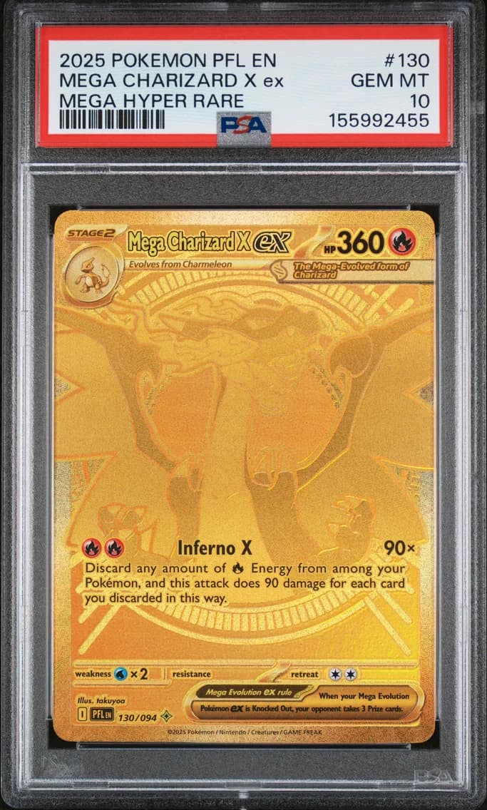 2025 #130 Mega Charizard X EX PSA 10 Pfl EN-Phantasmal Flames