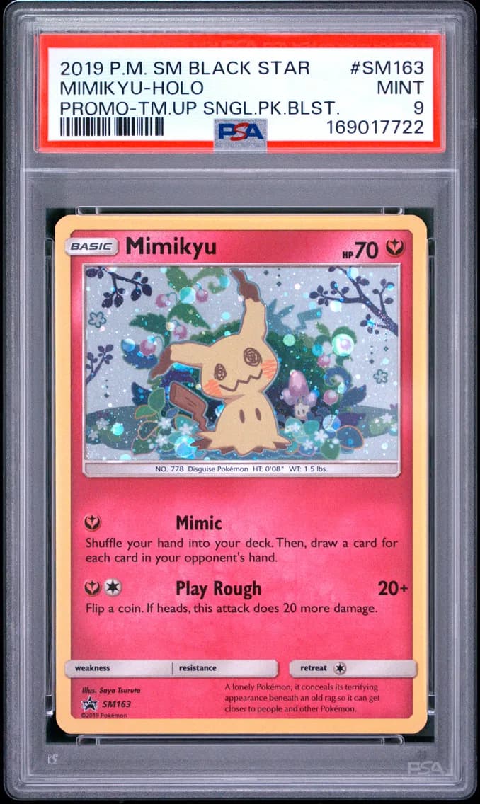 2019 #SM163 Mimikyu-Holo PSA 9 SM Black Star Promo