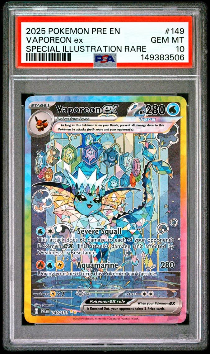 2025 #149 Vaporeon EX PSA 10 Pre EN-Prismatic Evolutions