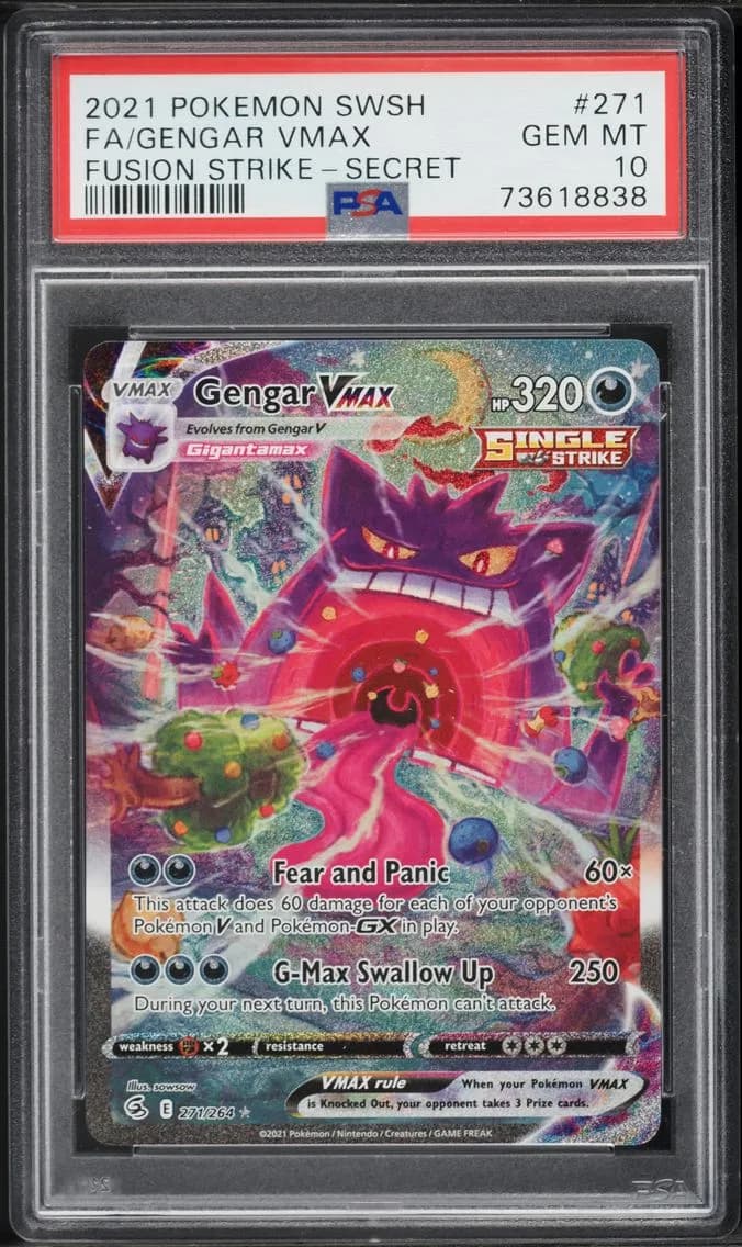 2021 #271 Full Art/Gengar Vmax PSA 10 Sword & Shield Fusion Strike Pokemon