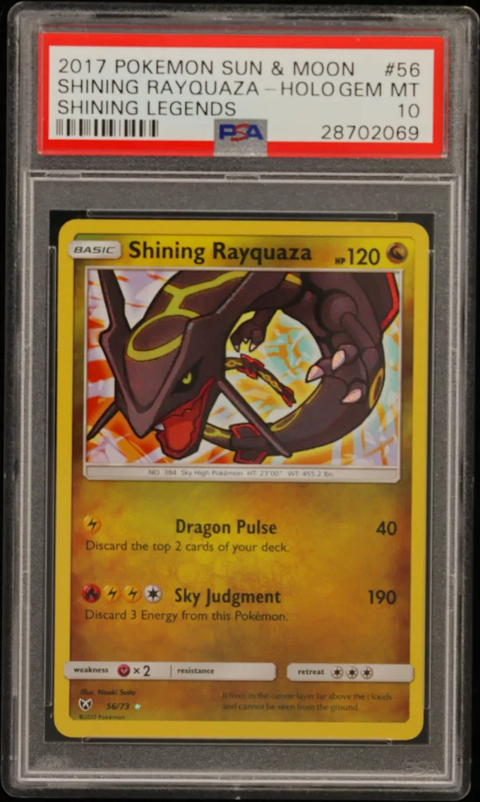 2017 #56 Shining Rayquaza-Holo PSA 10 Sun & Moon Shining Legends
