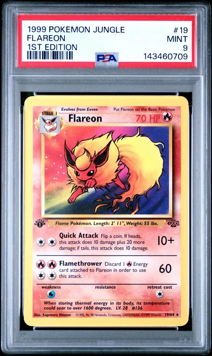 1999 #19 Flareon 1st Edition PSA 9 Jungle Pokemon