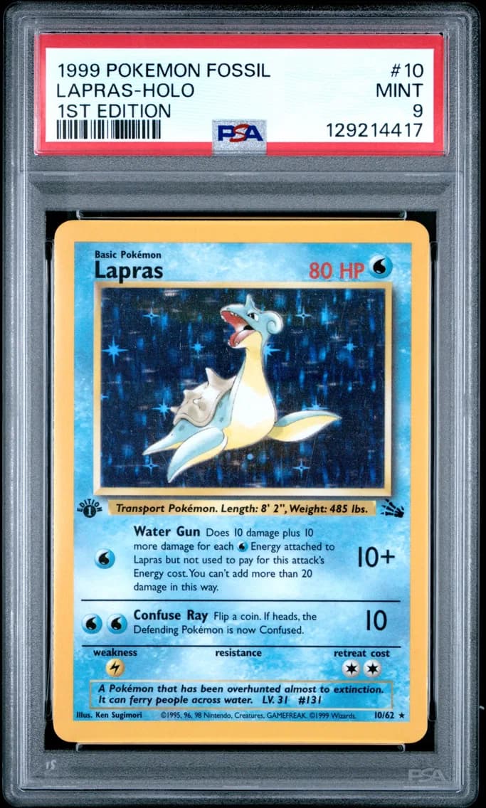 1999 #10 Lapras-Holo 1st Edition PSA 9 Fossil