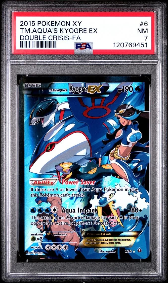 2015 #6 Full Art/Team Aqua's Kyogre EX PSA 7 XY Double Crisis