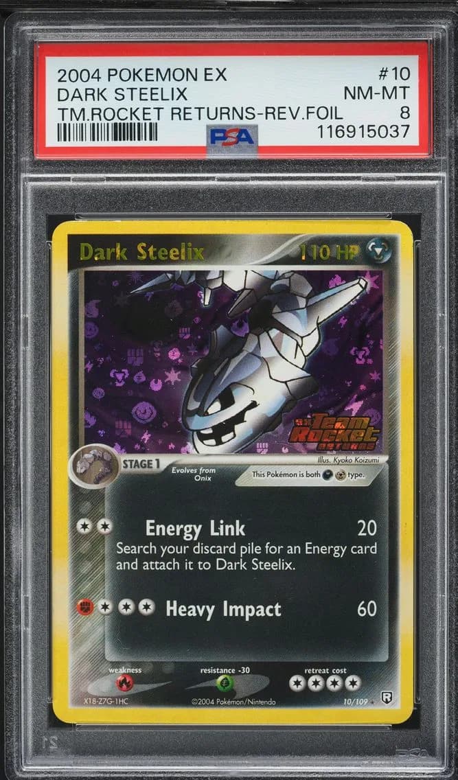 2004 #10 Dark Steelix-Reverse Foil PSA 8 EX Team Rocket Returns Pokemon