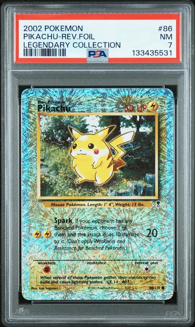 2002 #86 Pikachu-Reverse Foil PSA 7 Legendary Collection