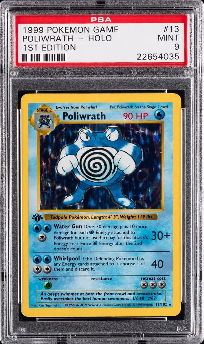 1999 #13 Poliwrath-Holo 1st Edition PSA 9 Game Pokemon