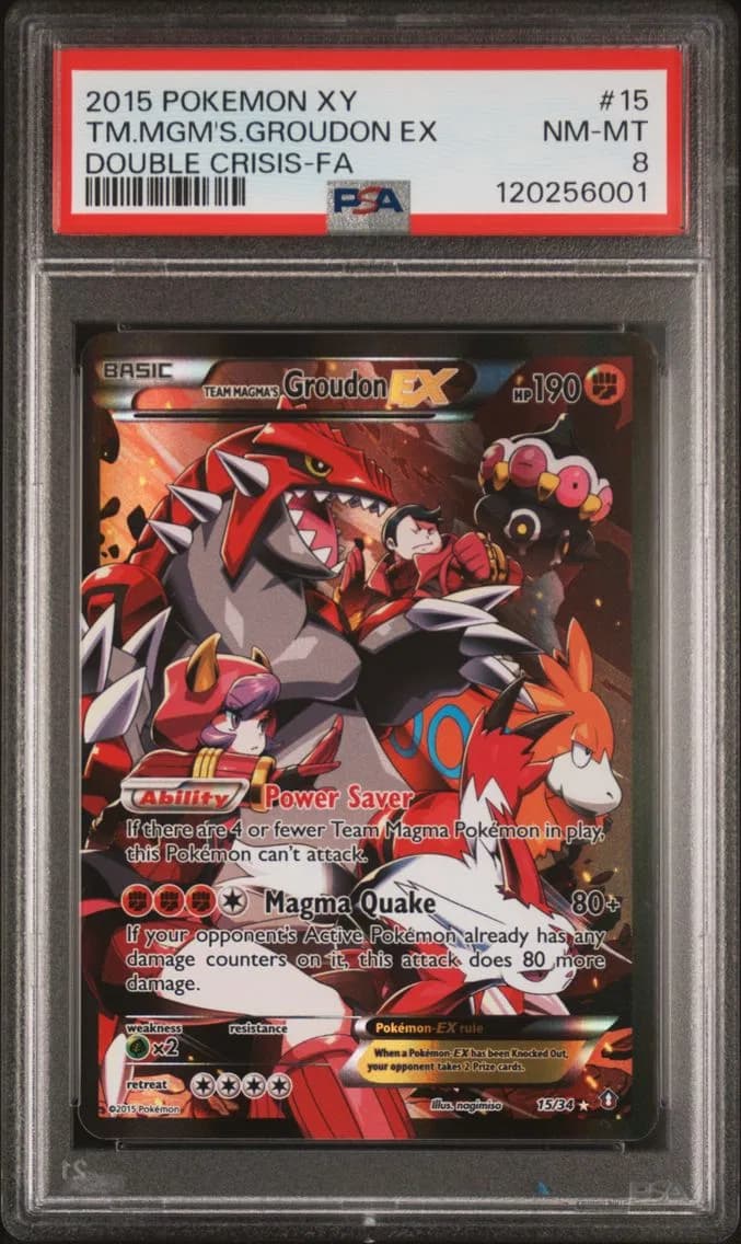 2015 #15 Full Art/Team Magma's Groudon EX PSA 8 XY Double Crisis Pokemon