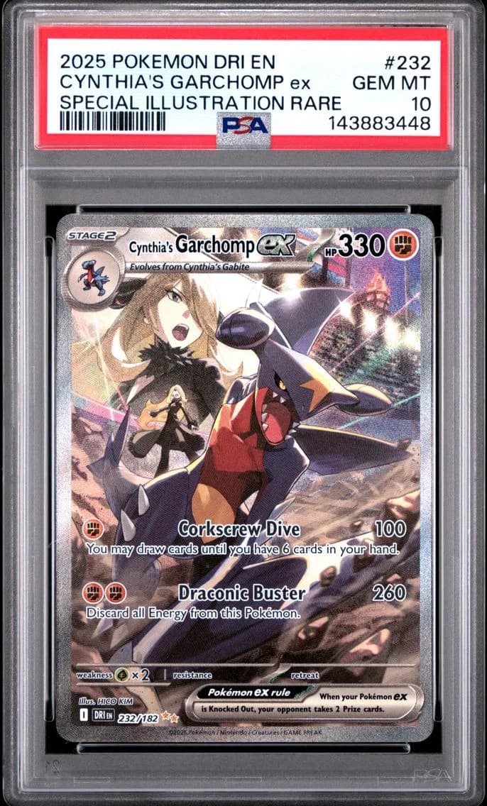 2025 #232 Cynthia's Garchomp EX PSA 10 Dri EN-Destined Rivals