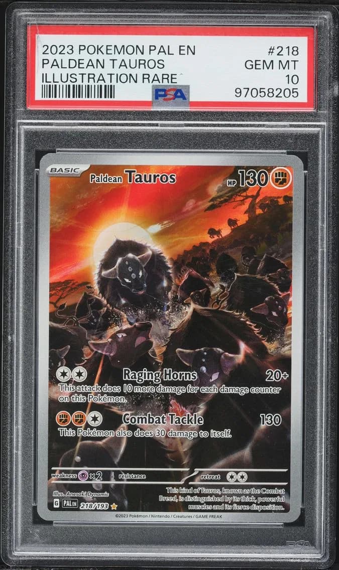 2023 #218 Paldean Tauros PSA 10 Pal EN-Paldea Evolved Pokemon