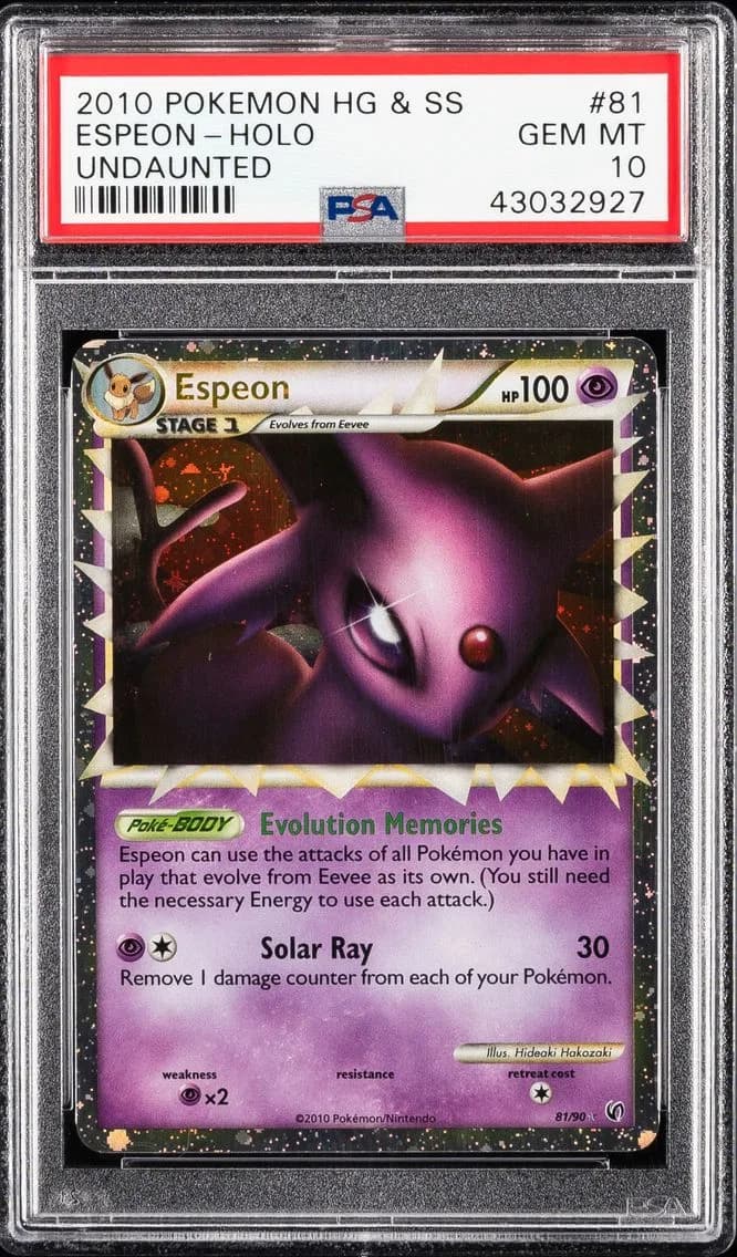 2010 #81 Espeon-Holo PSA 10 Heartgold & Soulsilver Undaunted Pokemon
