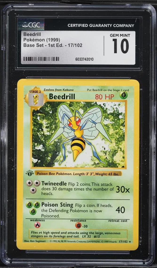 1999 #17 Beedrill 1st Edition CGC 10 Game Pokemon