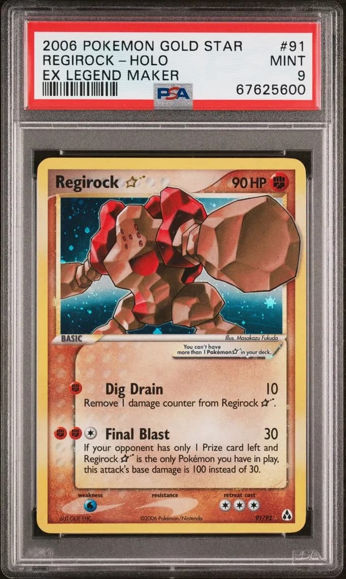 2006 #91 Regirock-Holo Gold Star PSA 9 EX Legend Maker