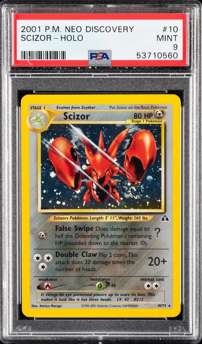 2001 #10 Scizor-Holo PSA 9 Neo Discovery Pokemon