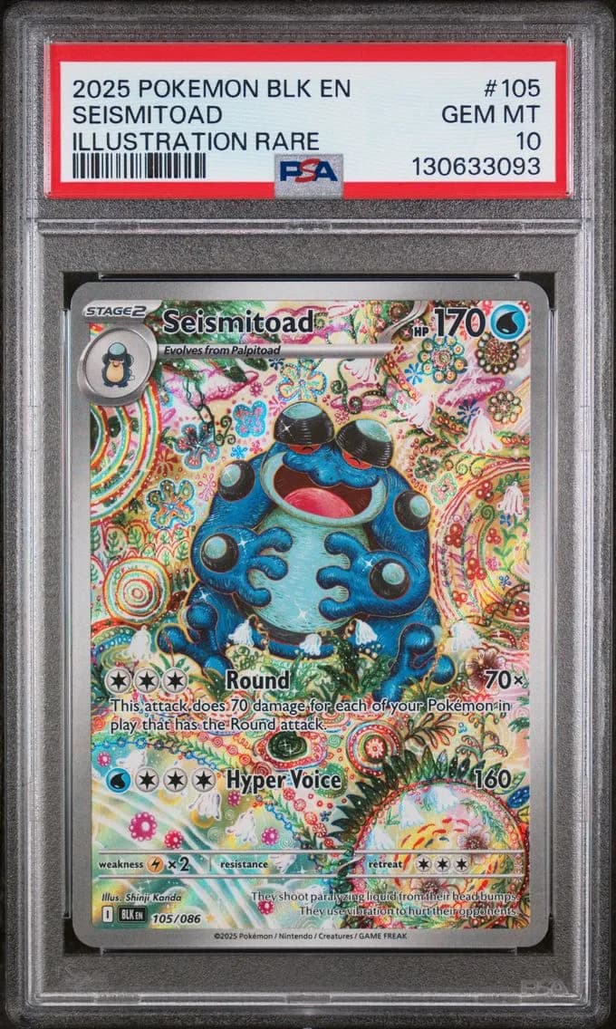 2025 #105 Seismitoad PSA 10 Blk EN-Black Bolt