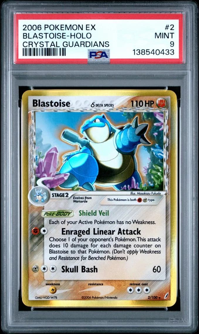2006 #2 Blastoise-Holo PSA 9 EX Crystal Guardians