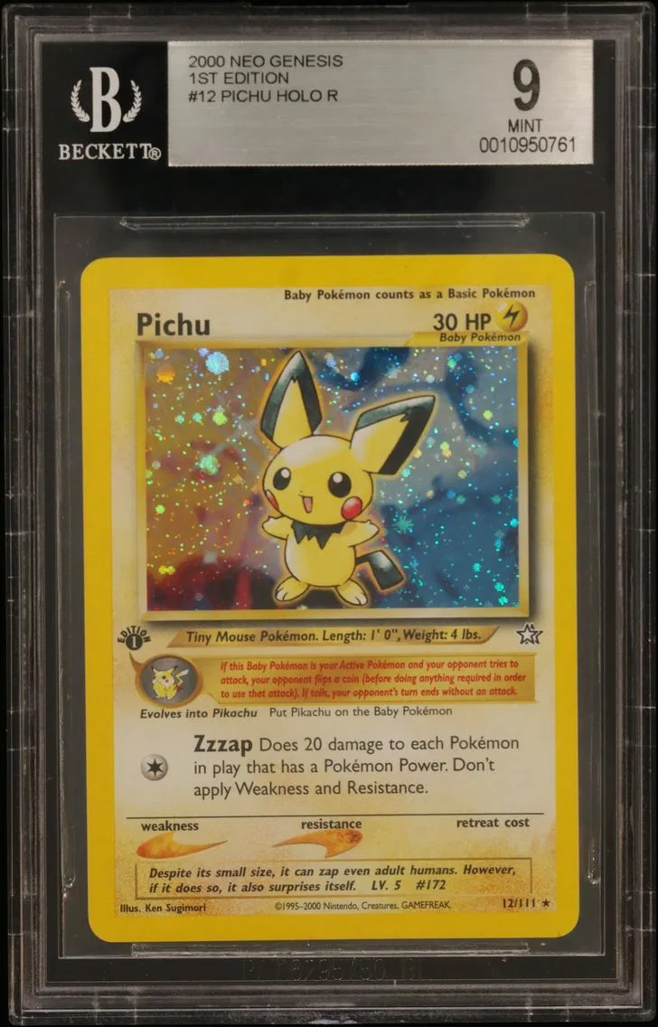 2000 #12 Pichu HOLO R BGS 9 Neo Genesis 1st Edition