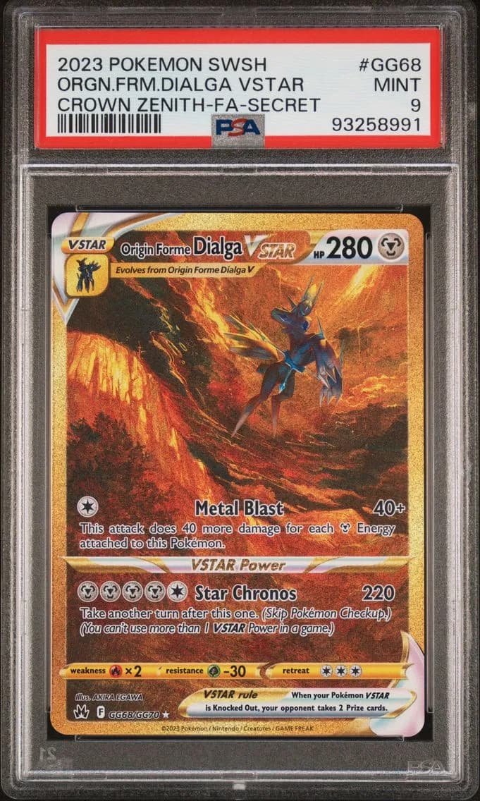2023 #GG68 Full Art/Origin Forme Dialga Vstar PSA 9 Sword and Shield Crown Zenith Pokemon