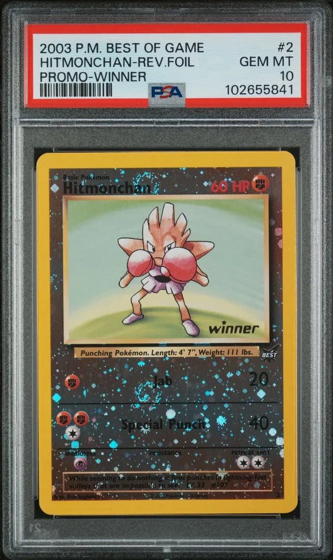 2003 #2 Hitmonchan-Reverse Foil PSA 10 Best of Game Promo Pokemon