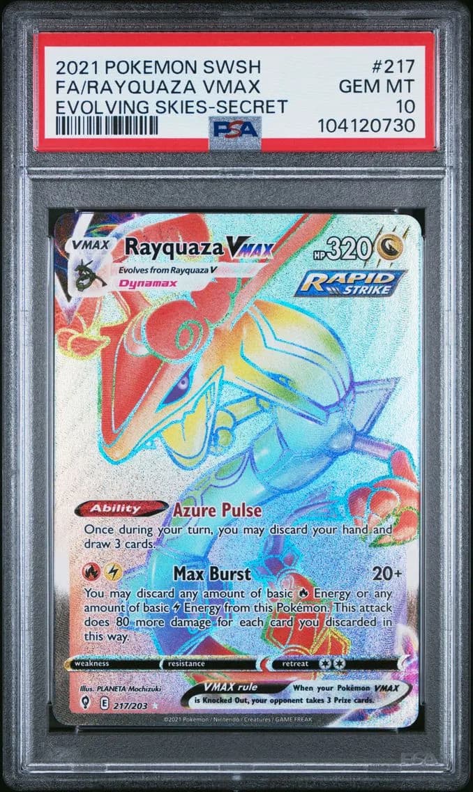 2021 #217 Full Art/Rayquaza Vmax PSA 10 Sword & Shield Evolving Skies Pokemon