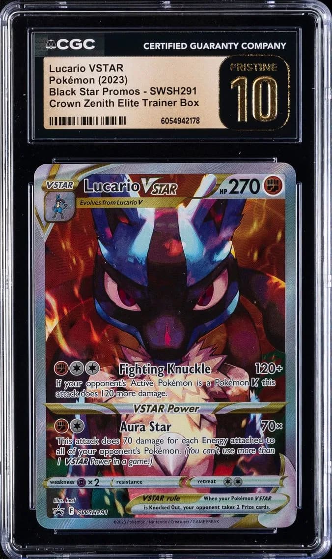 2023 #291 Full Art/Lucario Vstar CGC 10 Pristine Swsh Black Star Promo Pokemon