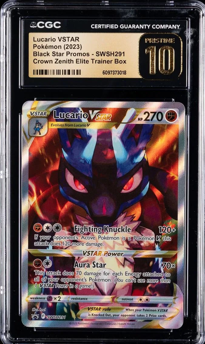 2023 #291 Full Art/Lucario Vstar CGC 10 Pristine Swsh Black Star Promo Pokemon