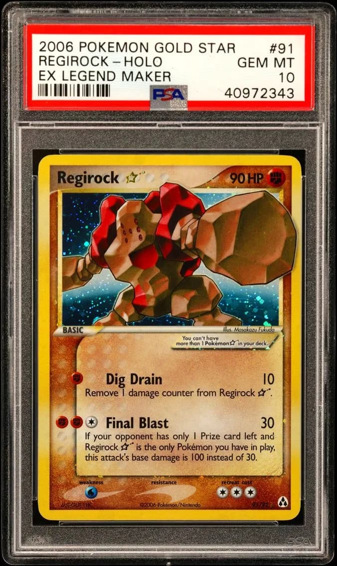 2006 #91 Regirock-Holo Gold Star PSA 10 EX Legend Maker