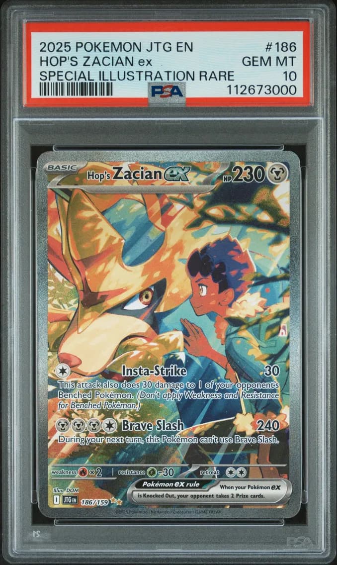 2025 #186 Hop's Zacian EX PSA 10 Jtg EN-Journey Together