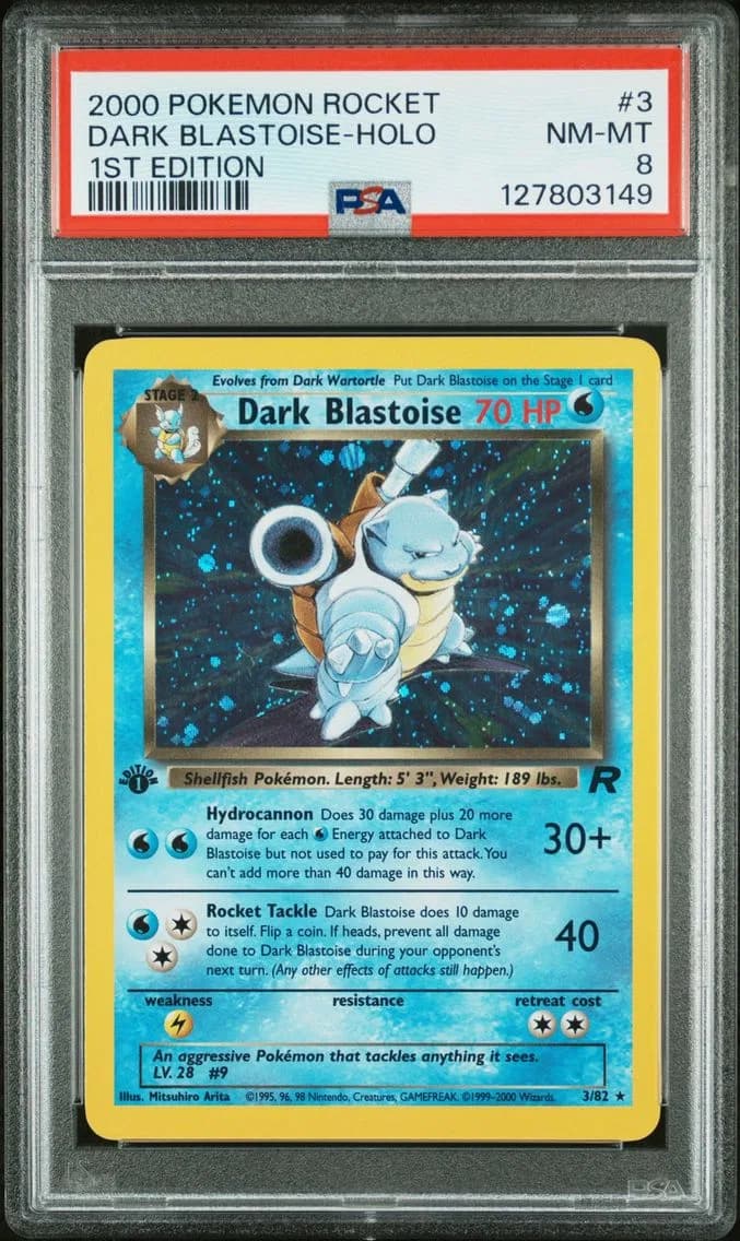 2000 #3 Dark Blastoise-Holo 1st Edition PSA 8 Rocket Pokemon