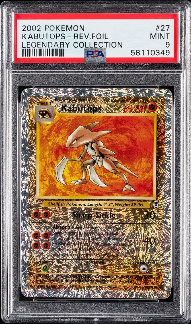 2002 #27 Kabutops-Reverse Foil PSA 9 Legendary Collection Pokemon