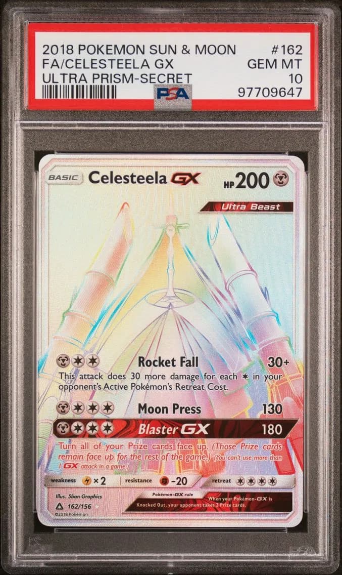 2018 #162 Full Art/Celesteela GX PSA 10 Sun & Moon Ultra Prism Pokemon