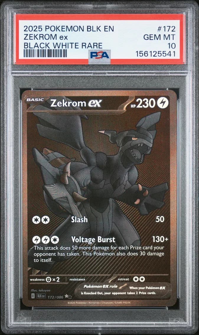 2025 #172 Zekrom EX PSA 10 Blk EN-Black Bolt