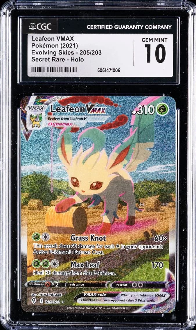 2021 #205 Full Art/Leafeon Vmax CGC 10 Sword & Shield Evolving Skies Pokemon
