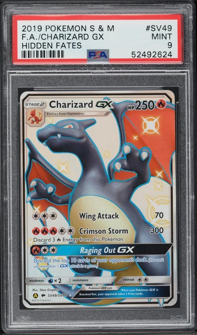 2019 #SV49 SUN & MOON HIDDEN FATES SHINY CHARIZARD GX PSA 9 POKEMON