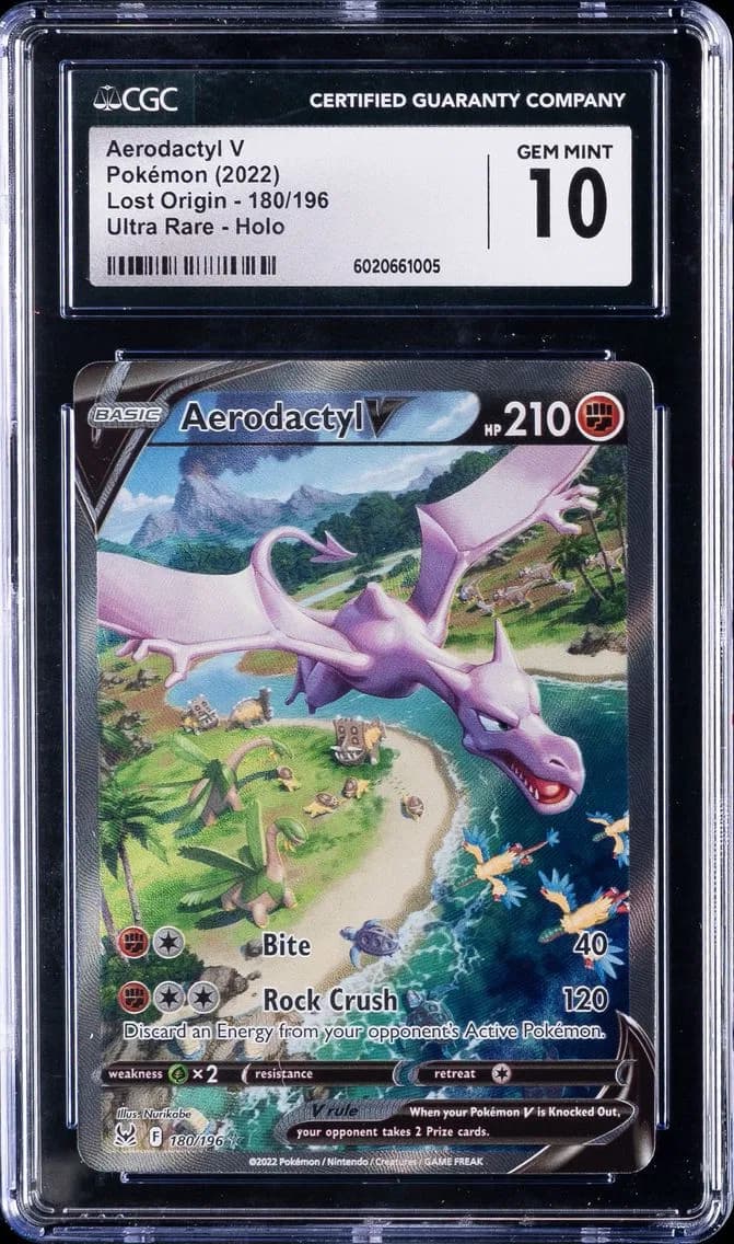 2022 #180 Full Art/Aerodactyl V CGC 10 Sword & Shield Lost Origin Pokemon